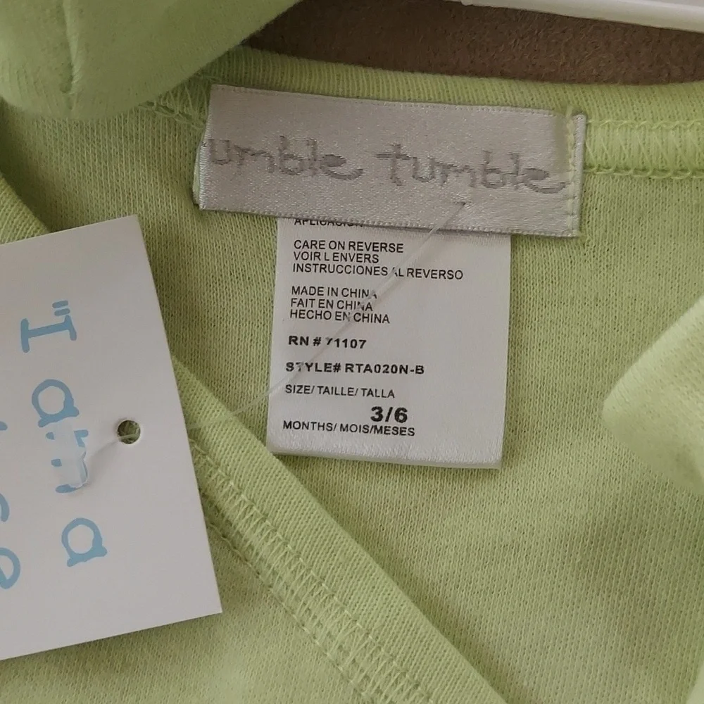 Rumble Tumble 3pc set - bodysuit cap mittens - green baby big attitude - 3-6mos